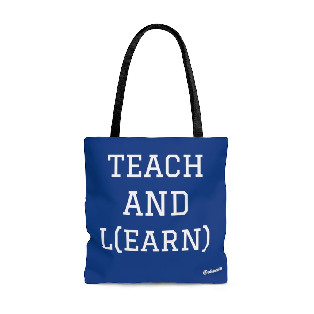 TEACH AND L(EARN) Tote Bag (Blue/White) - EDU HUSTLE