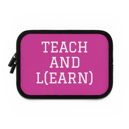 TEACH AND L(EARN) Laptop Sleeve (Pink/White) - EDU HUSTLE