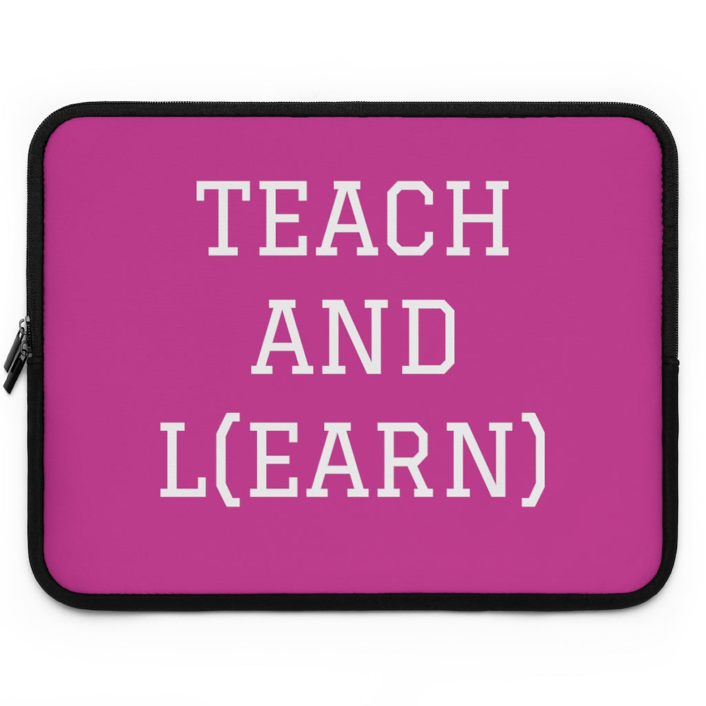 TEACH AND L(EARN) Laptop Sleeve (Pink/White) - EDU HUSTLE