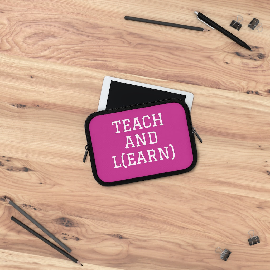 TEACH AND L(EARN) Laptop Sleeve (Pink/White) - EDU HUSTLE