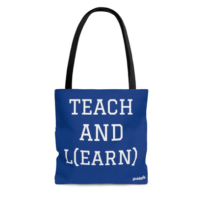 TEACH AND L(EARN) Tote Bag (Blue/White) - EDU HUSTLE