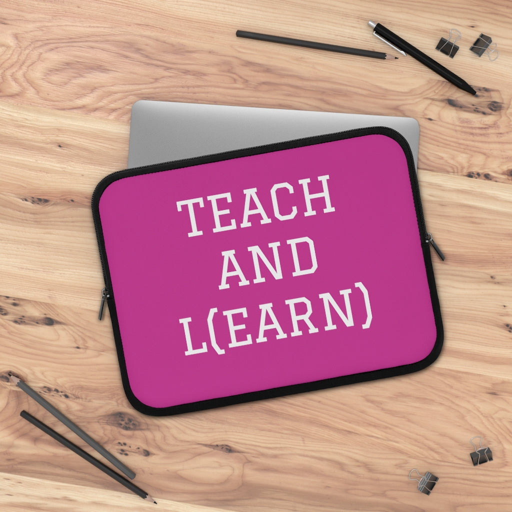 TEACH AND L(EARN) Laptop Sleeve (Pink/White) - EDU HUSTLE